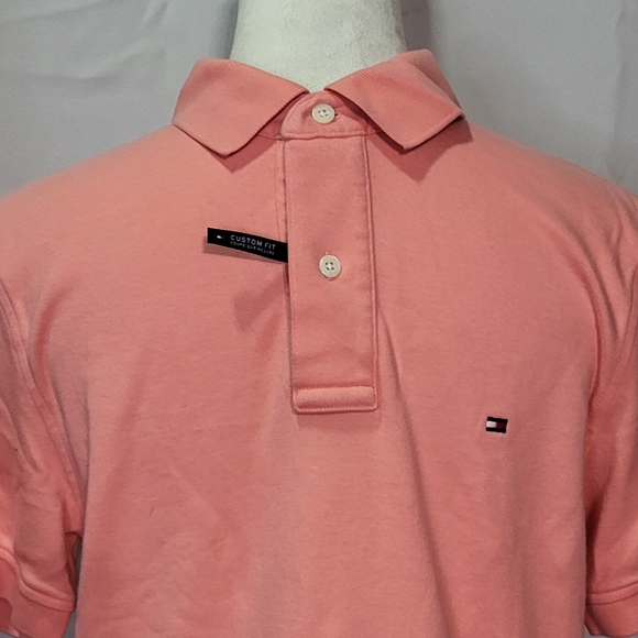 Tommy Hilfiger Men's 1985 Peach Pink Custom Fit Polo Shirt Short Sleeve Medium - Picture 6 of 9